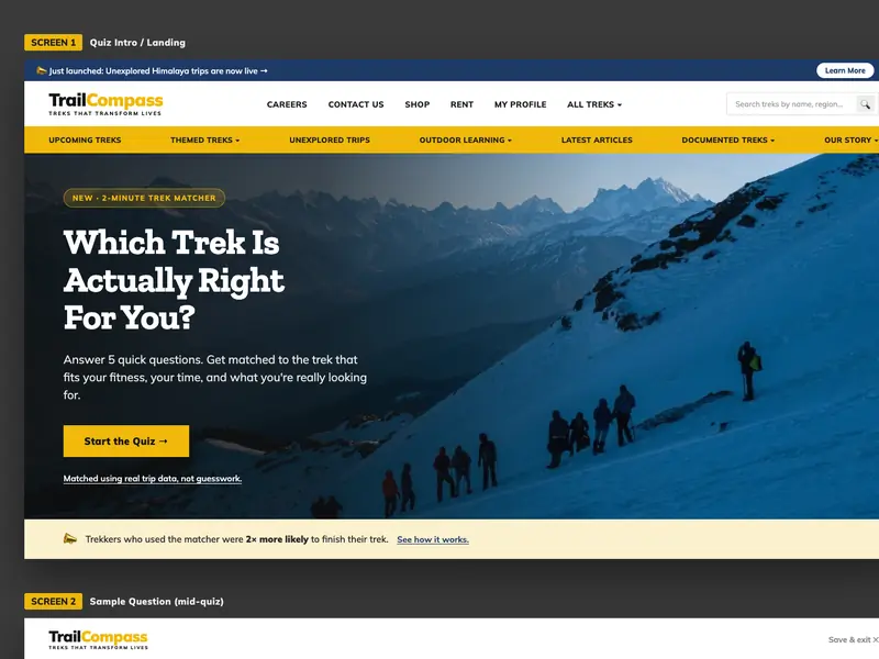 Trek Matcher: quiz em 3 telas